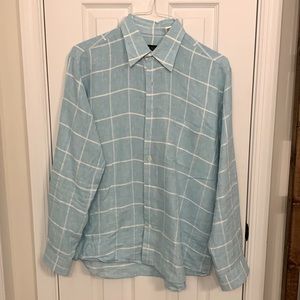 100% linen button down long sleeve shirt